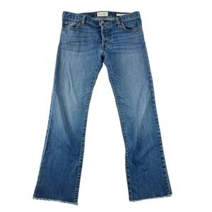 Nili Lotan Boyfriend Jeans 26 Tribeca Wash Button Fly Straight Leg Denim Raw Hem
